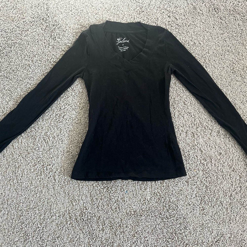 Stylus Black V-Neck Long Sleeve Top